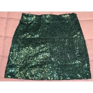 Tipsy Elves Womens Green Sequin Mini Skirt Holiday Party Stretch Sparkly, Size S